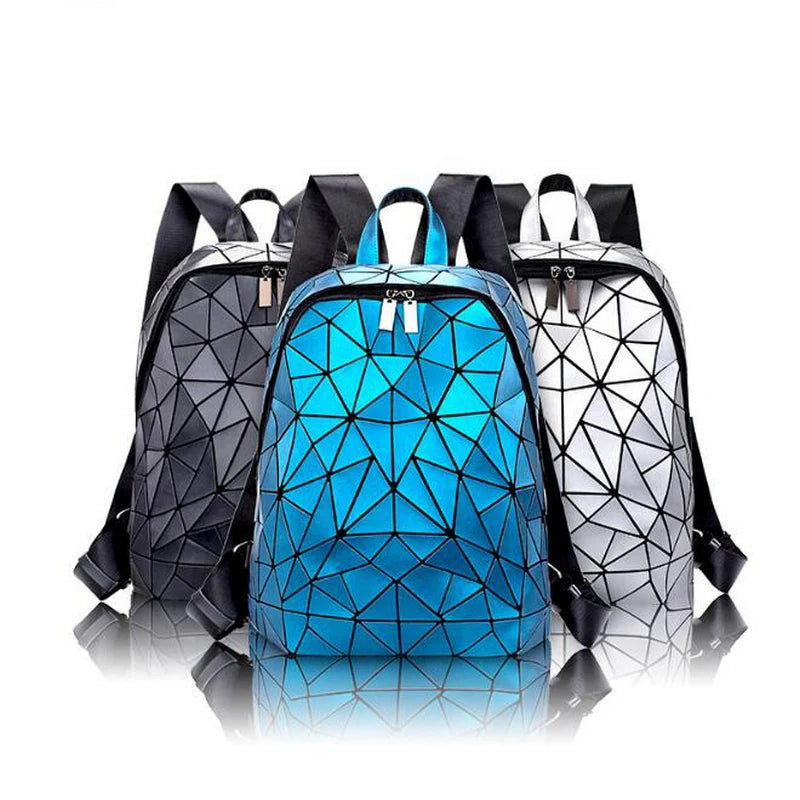 Damen Rucksack im geometrischen Design – Moderner Fashion Schul- & Reiserucksack aus PU-Leder