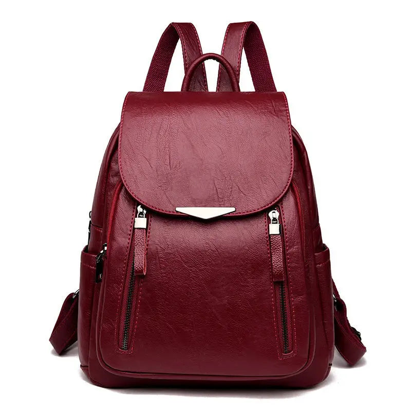 Damen Rucksack aus PU-Leder – Eleganter Freizeit- & Reiserucksack mit Reißverschluss