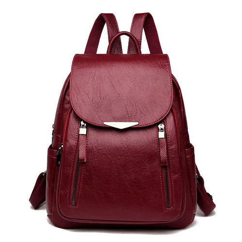 Damen Rucksack aus PU-Leder – Eleganter Freizeit- & Reiserucksack mit Reißverschluss