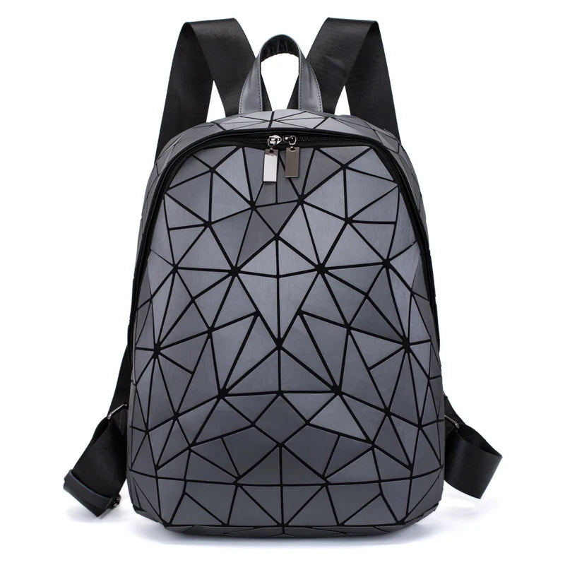 Damen Rucksack im geometrischen Design – Moderner Fashion Schul- & Reiserucksack aus PU-Leder