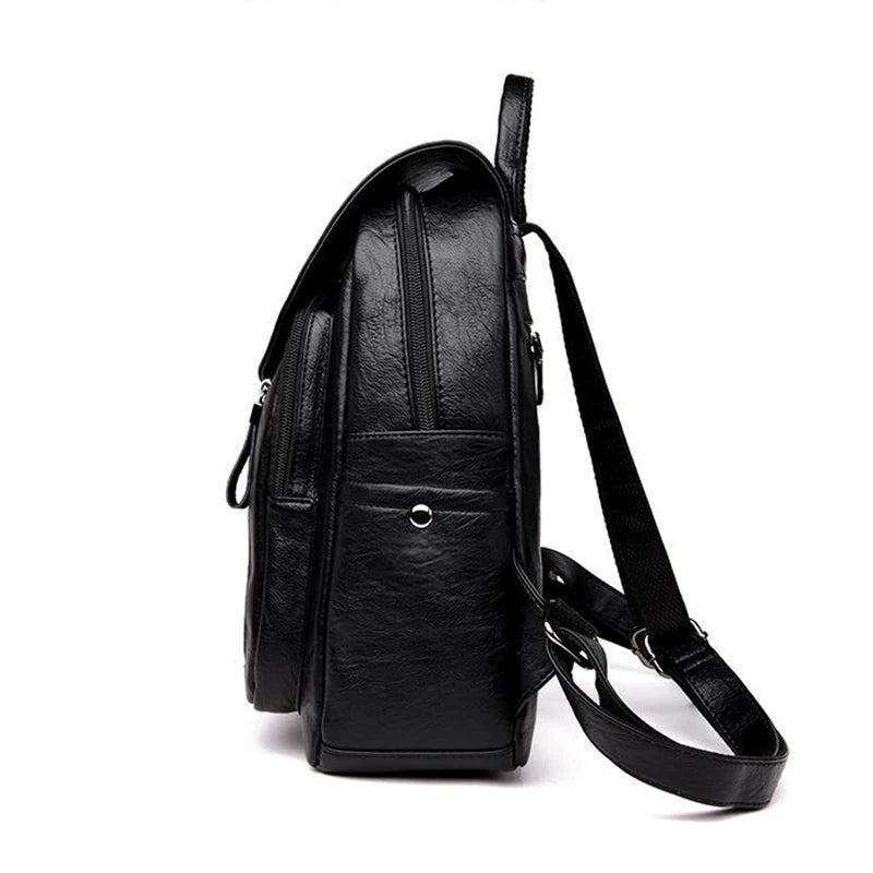 Damen Rucksack aus PU-Leder – Eleganter Freizeit- & Reiserucksack mit Reißverschluss