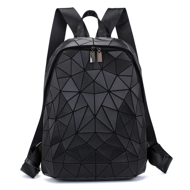 Damen Rucksack im geometrischen Design – Moderner Fashion Schul- & Reiserucksack aus PU-Leder