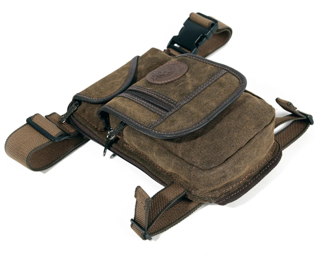 Herren Bein- & Hüfttasche – Tactical Drop Leg Bag aus Canvas oder Nylon – Motorrad-, Outdoor- & Gürteltasche