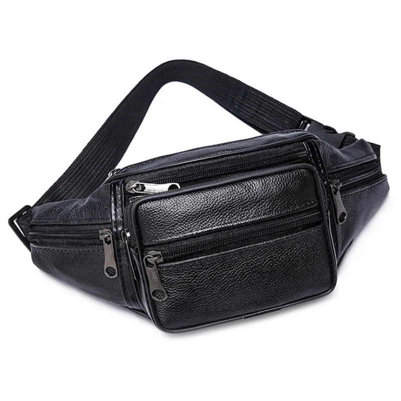Herren Bauchtasche aus PU-Leder – Modische Gürteltasche mit verstellbarem Hüftgurt – 30 × 10 × 13 cm