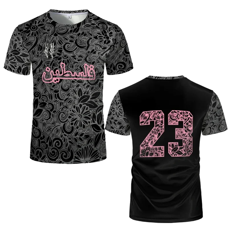 Palästina Fußball T-Shirt – Damen 3D-Print Jersey mit Flaggenmotiv | Atmungsaktives Kurzarm-Shirt