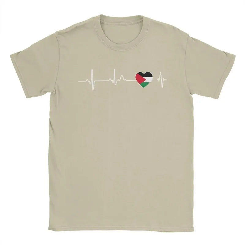 Heartbeat Palästina T-Shirt – Herren Kurzarmshirt mit Herzschlag-Print | Leicht & Schnelltrocknend