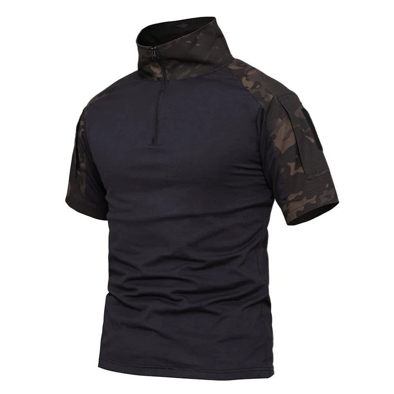 Herren Tactical T-Shirt – Kurzarm Outdoor Shirt aus Baumwoll-Polyester-Mix für Hiking, Camping & Freizeit