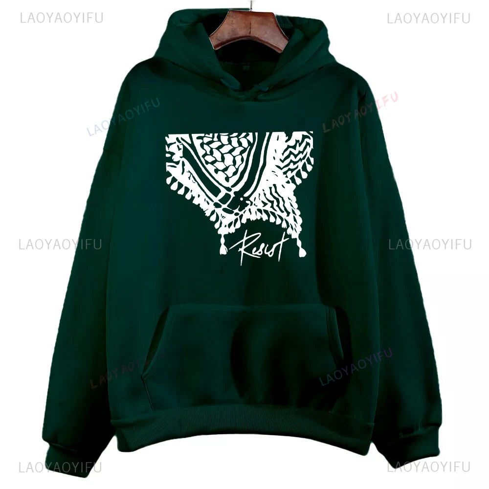 Palästina Hoodie mit Kufiya-Motiv – Warmer Unisex Kapuzenpullover für Damen & Herren