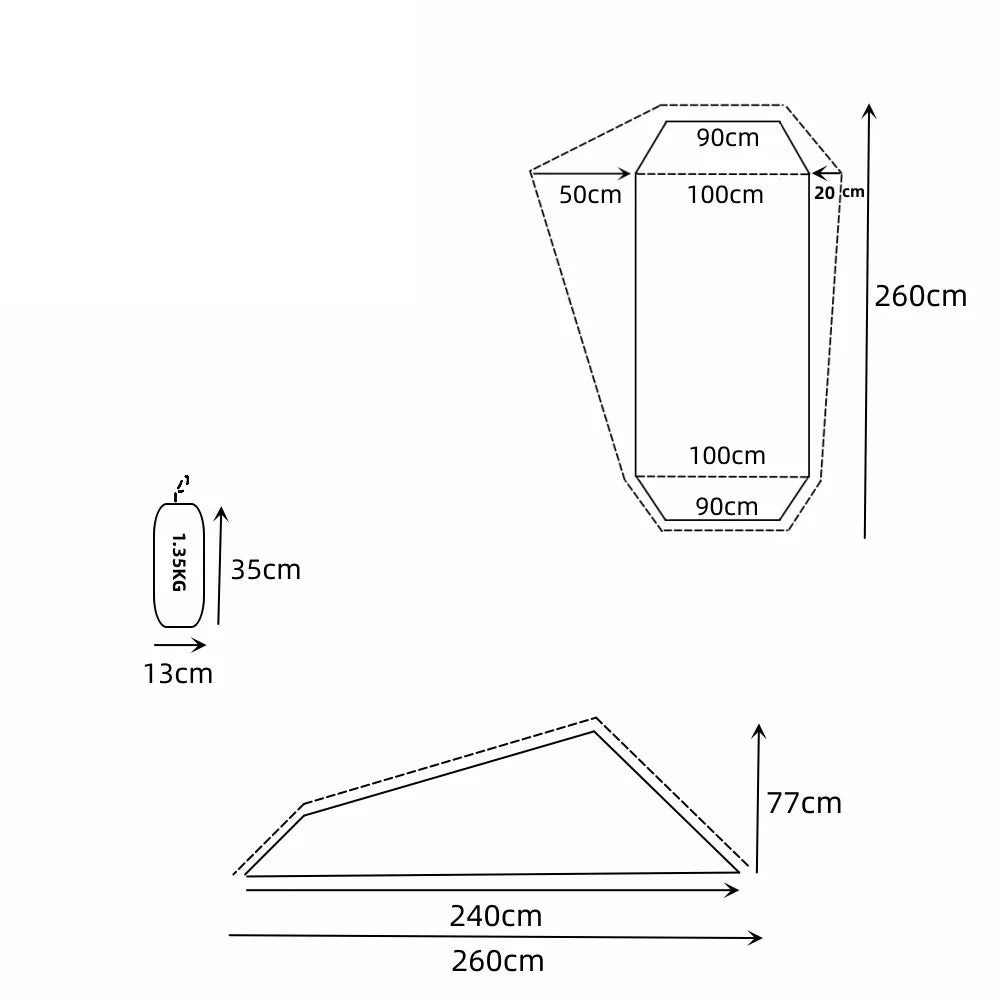 Ultraleichtes 1-Personen Campingzelt – 4-Jahreszeiten Trekkingzelt mit Aluminiumgestänge & wasserdichtem Boden