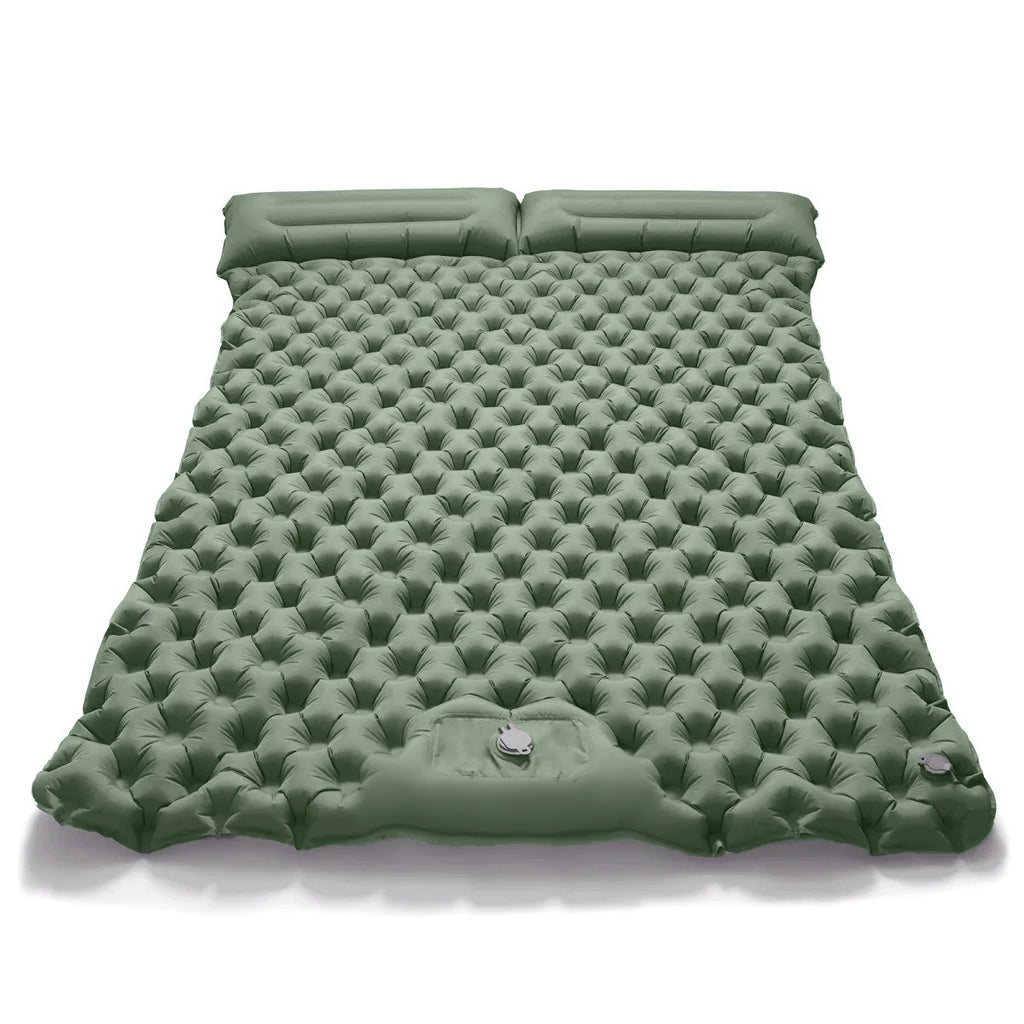 Doppel Camping-Isomatte mit integrierter Luftpumpe – Extra breite aufblasbare Schlafmatte aus TPU-Nylon – Ultraleicht & faltbar