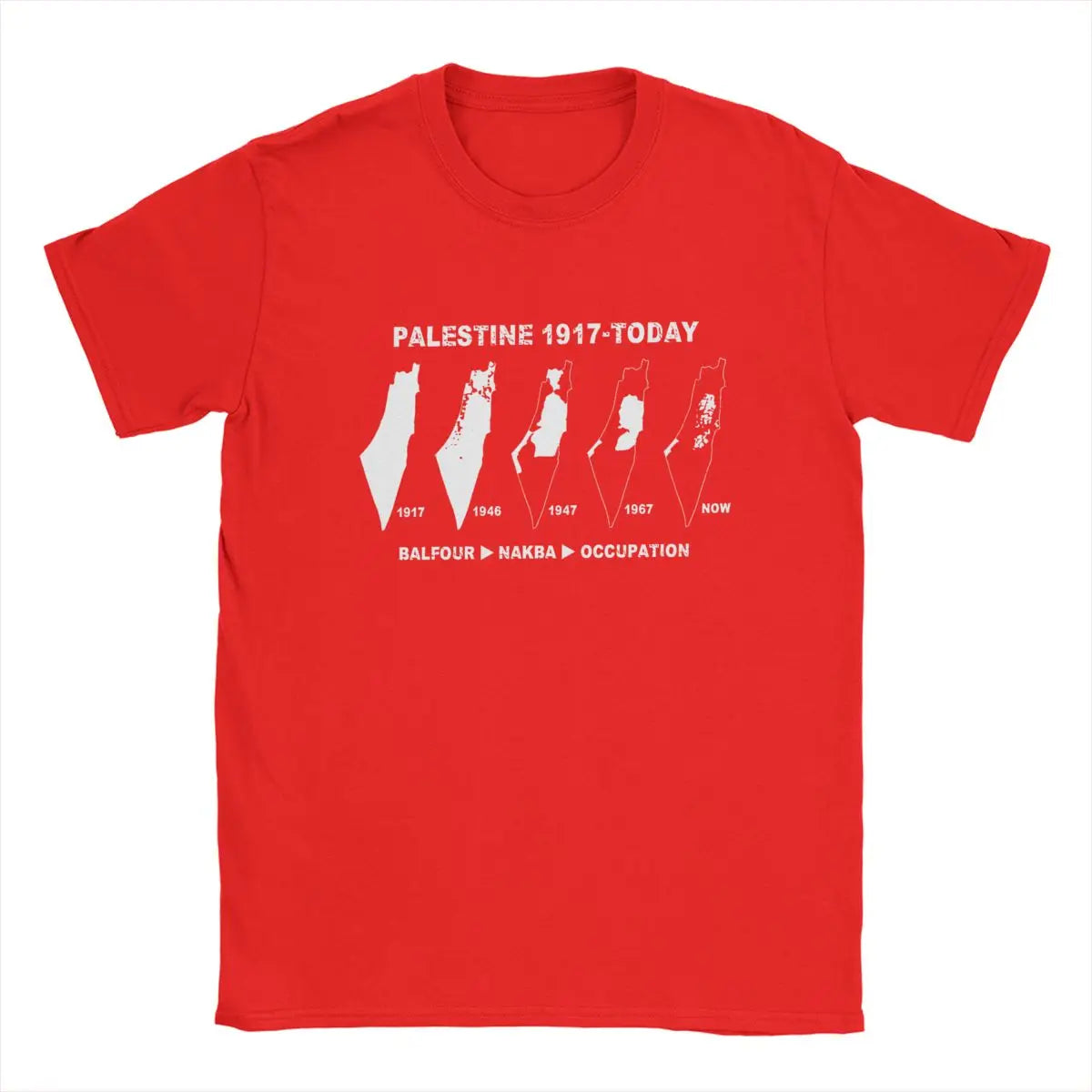 Herren T-Shirt mit Palästina-Kartenmotiv – 100 % Baumwolle | Kurzarm Casual Shirt