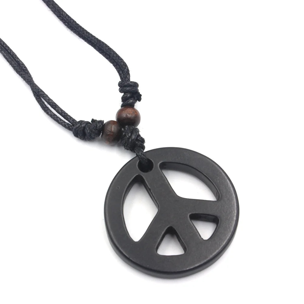 Peace Halskette im Vintage Y2K-Design – Peace-Zeichen Anhänger in Knochenoptik – Unisex