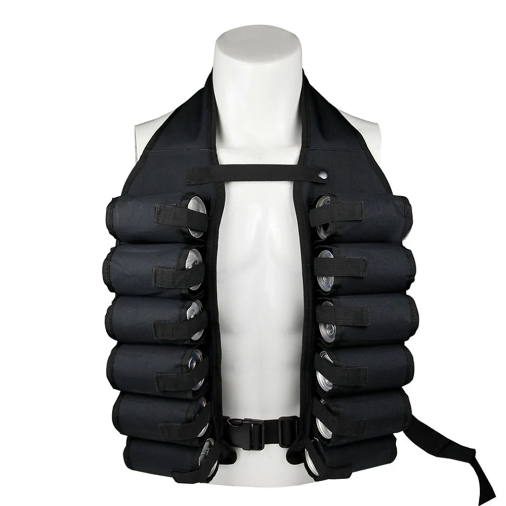 Bierträger-Weste mit 12 Taschen – Atmungsaktive Getränke-Weste für Camping, Festivals & Outdoor