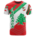 Lebanon Map Flag 3D T-Shirt – Unisex Short Sleeve Shirt with Lebanon Map & Emblem | Vintage Casual Shirt