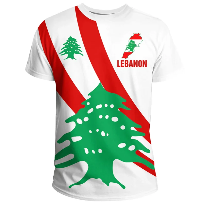 Libanon Flaggen T-Shirt – Camouflage Herren Shirt mit 3D-Print | Kurzarm Unisex