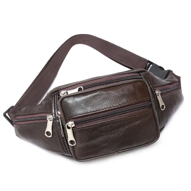 Herren Bauchtasche aus PU-Leder – Modische Gürteltasche mit verstellbarem Hüftgurt – 30 × 10 × 13 cm