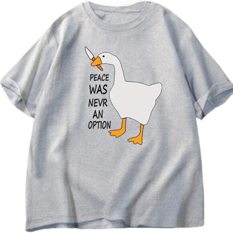 „Peace Was Never An Option“ Damen T-Shirt – Stylisches Statement-Shirt für Frühling & Sommer