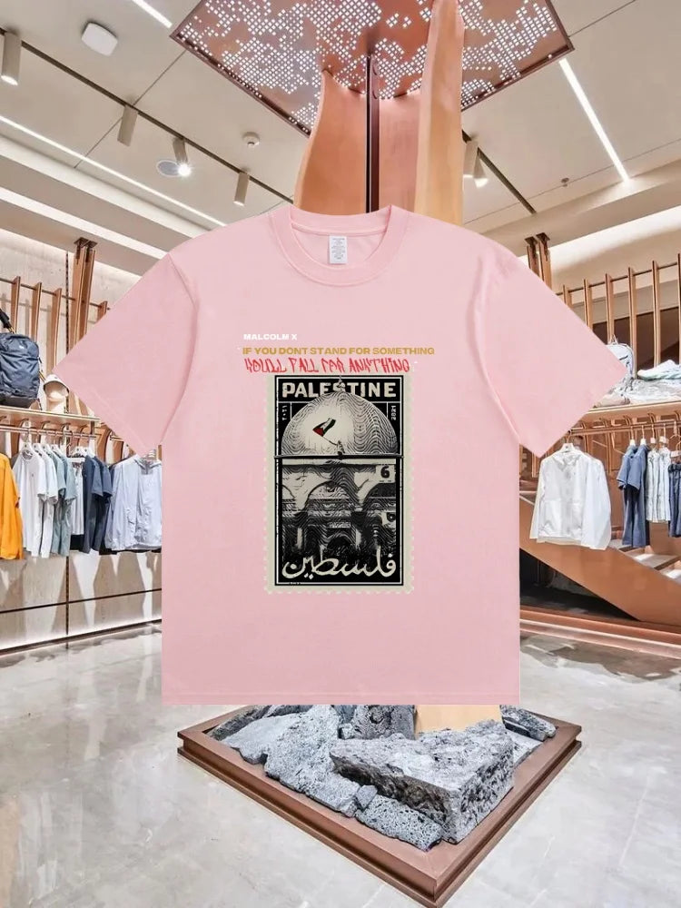 Palästina T-Shirt „Stamp“ – 100 % Baumwolle – Retro Kurzarm Shirt im Streetwear-Style