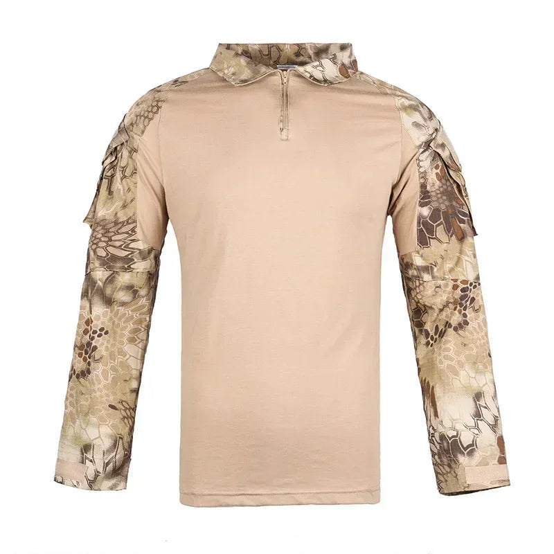 Taktisches Langarm Camouflage Shirt – Herren Outdoor Hunting & Hiking T-Shirt – Atmungsaktiv für Trekking, Airsoft & Camping