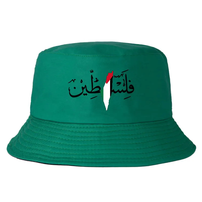 Palästina Bucket Hat mit arabischer Kalligrafie & Palästina-Karte – Wendbarer Fischerhut für Damen & Herren | Sommer Sonnenhut Unisex