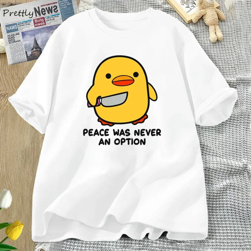 Peace Was Never An Option T-Shirt Damen & Herren – Lustiges Gänse Motiv aus Baumwolle