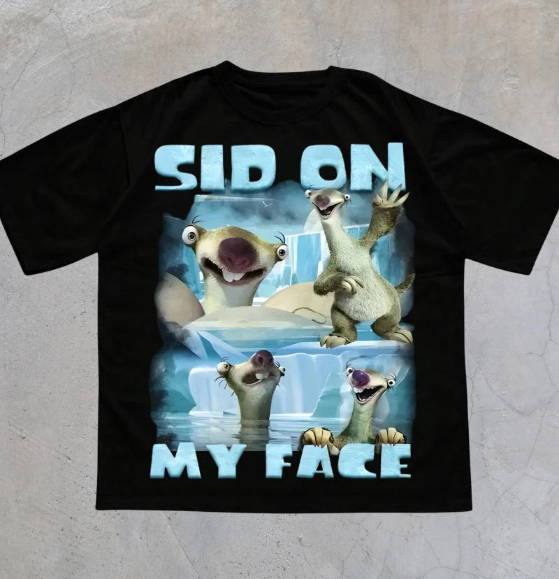 Sid On My Face Meme T-Shirt – Lustiges Herren & Unisex Baumwoll-Shirt – Kurzarm Graphic Tee – Größen S–4XL