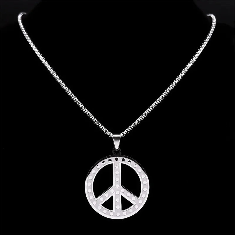 Peace Symbol Halskette aus Edelstahl – Silberfarbene Kette mit Peace-Anhänger für Damen & Herren