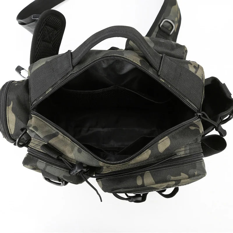 Angelrucksack mit Rutenhalter – Multifunktionale Fishing Tackle Bag aus 600D Nylon – Schulter-, Sling- & Brusttasche