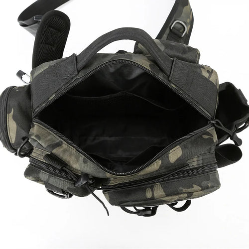 Angelrucksack mit Rutenhalter – Multifunktionale Fishing Tackle Bag aus 600D Nylon – Schulter-, Sling- & Brusttasche