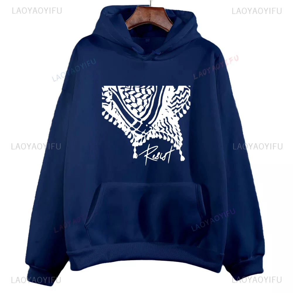 Palästina Hoodie mit Kufiya-Motiv – Warmer Unisex Kapuzenpullover für Damen & Herren