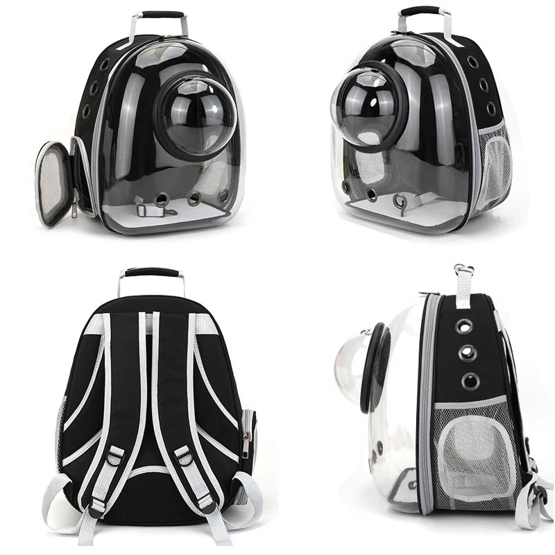 Haustier Rucksack mit Sichtfenster – Transparente Transporttasche für Katzen & kleine Hunde – Atmungsaktive Pet Backpack Space Capsule