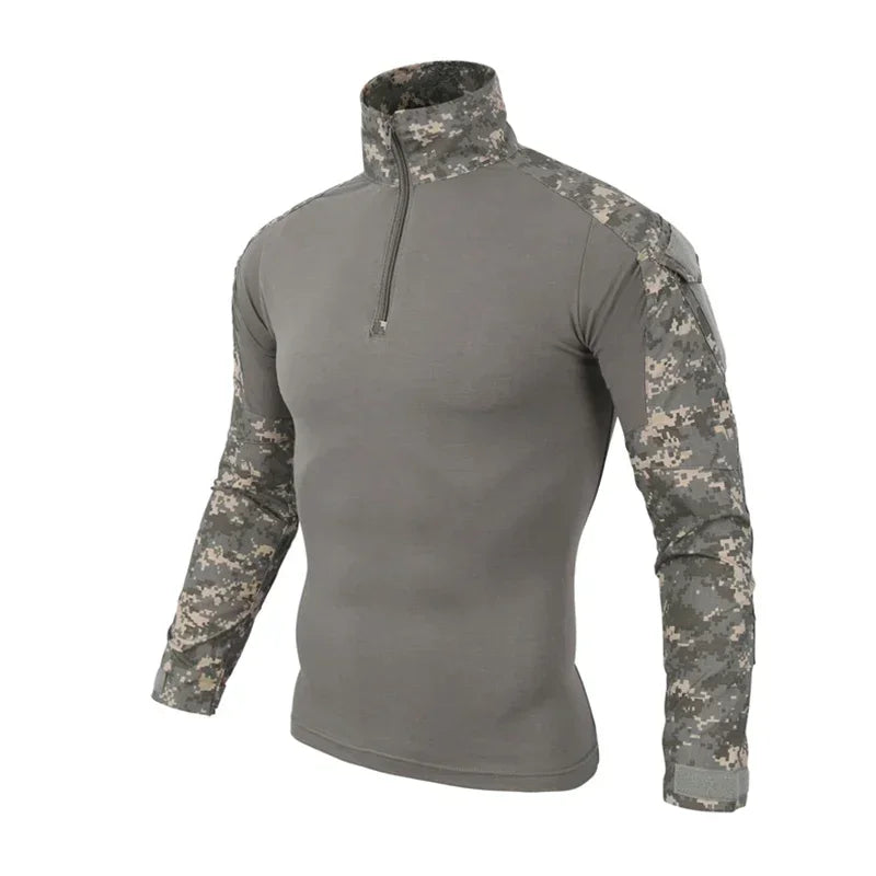 Taktisches Langarm Camouflage Shirt – Herren Outdoor Hunting & Hiking T-Shirt – Atmungsaktiv für Trekking, Airsoft & Camping