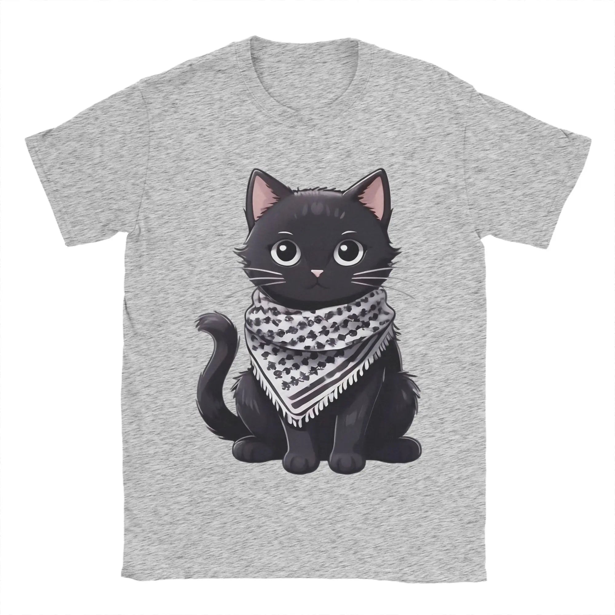 Palästina Katzen T-Shirt mit Kufiya-Motiv – Herren Baumwollshirt | Kurzarm Casual Tee
