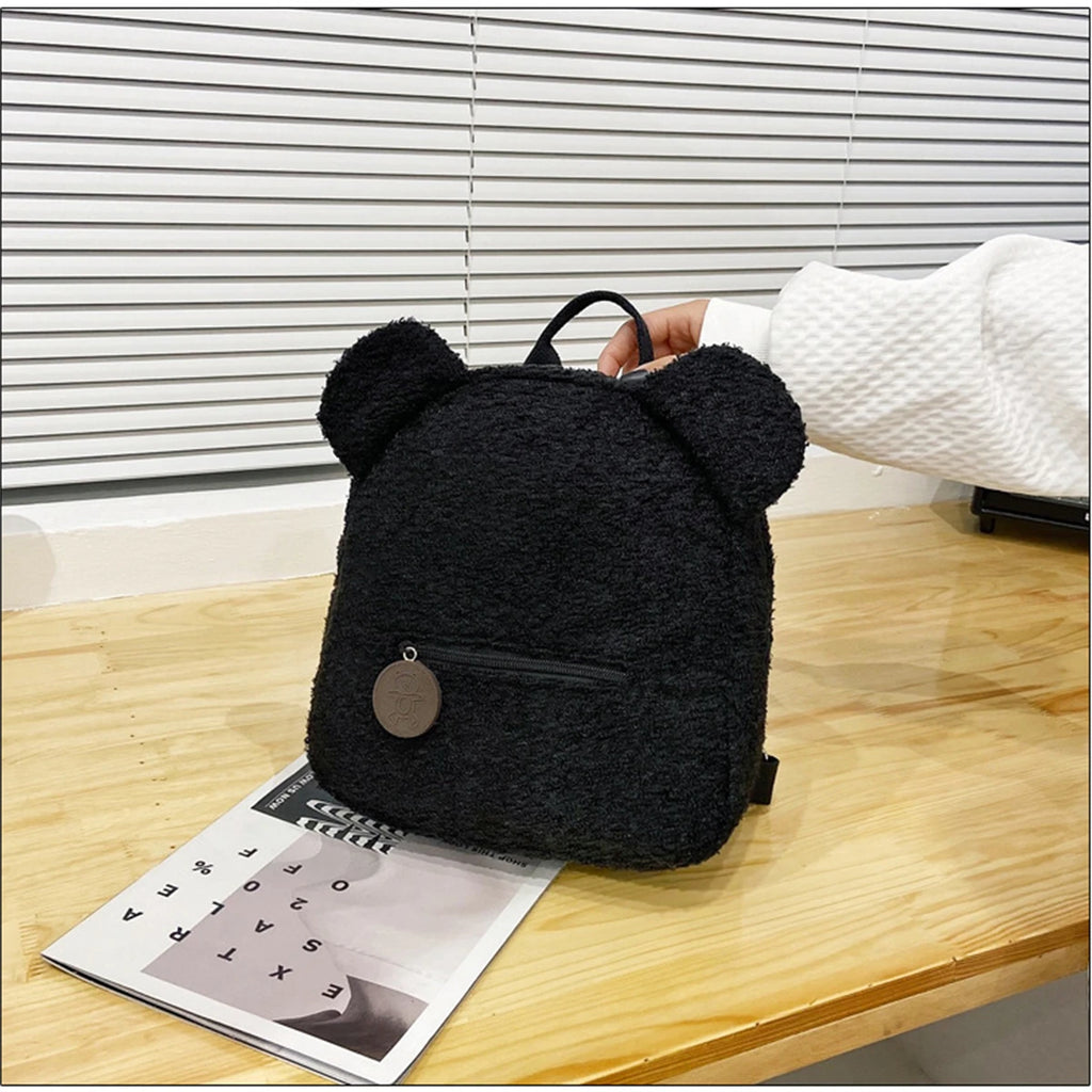 Plüsch Rucksack mit Bärenohren – Kuscheliger Damen- & Kinderrucksack im Korean Style