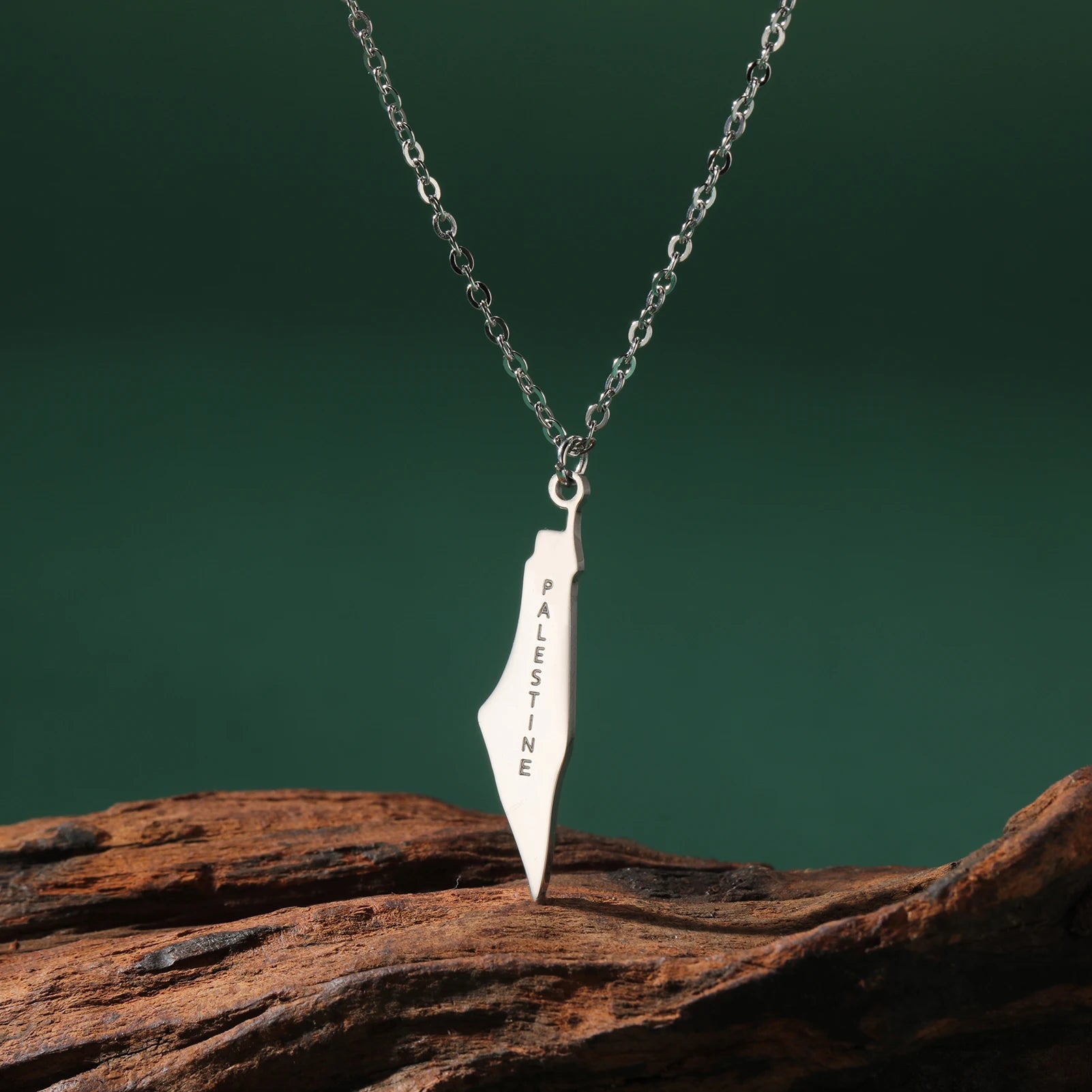 Palästina Halskette aus Edelstahl – Anhänger mit Landkarten-Design – Unisex in Silber oder Gold