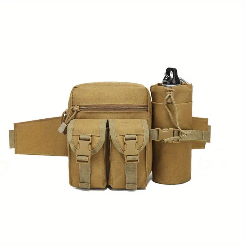 Taktische Gürteltasche mit Flaschenhalter – 6L Outdoor Hüfttasche aus 800D Oxford – Für Wandern, Camping & Trekking
