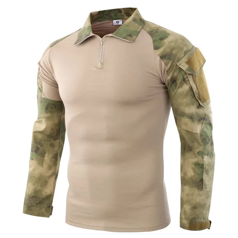 Taktisches Langarm Camouflage Shirt – Herren Outdoor Hunting & Hiking T-Shirt – Atmungsaktiv für Trekking, Airsoft & Camping