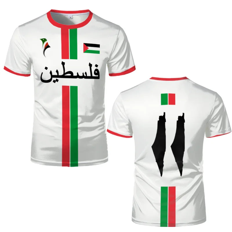 Herren T-Shirt mit Palästina-Karte und Flaggenmotiv – 3D Print, Rundhals, Kurzarm, Lockeres Sommer Casual Streetwear Shirt