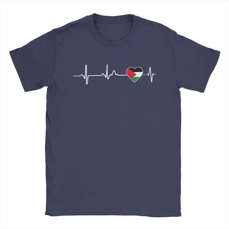 Heartbeat Palästina T-Shirt – Herren Kurzarmshirt mit Herzschlag-Print | Leicht & Schnelltrocknend