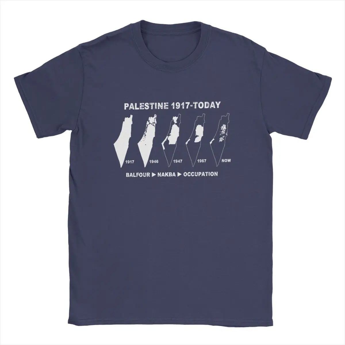 Herren T-Shirt mit Palästina-Kartenmotiv – 100 % Baumwolle | Kurzarm Casual Shirt