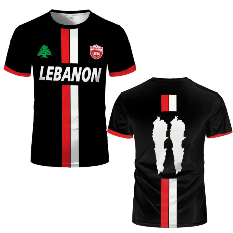 Libanon Fußball T-Shirt – 3D Flaggen-Print – Atmungsaktives Unisex Kurzarmshirt