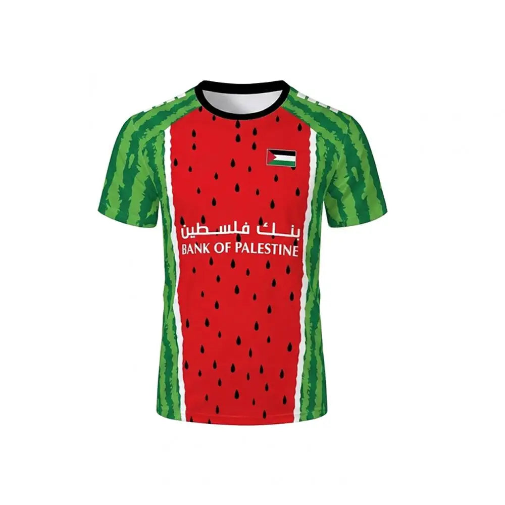 Palästina Jersey T-Shirt mit Flaggen- &amp; Wassermelonen-Design – Atmungsaktives Unisex Sportshirt