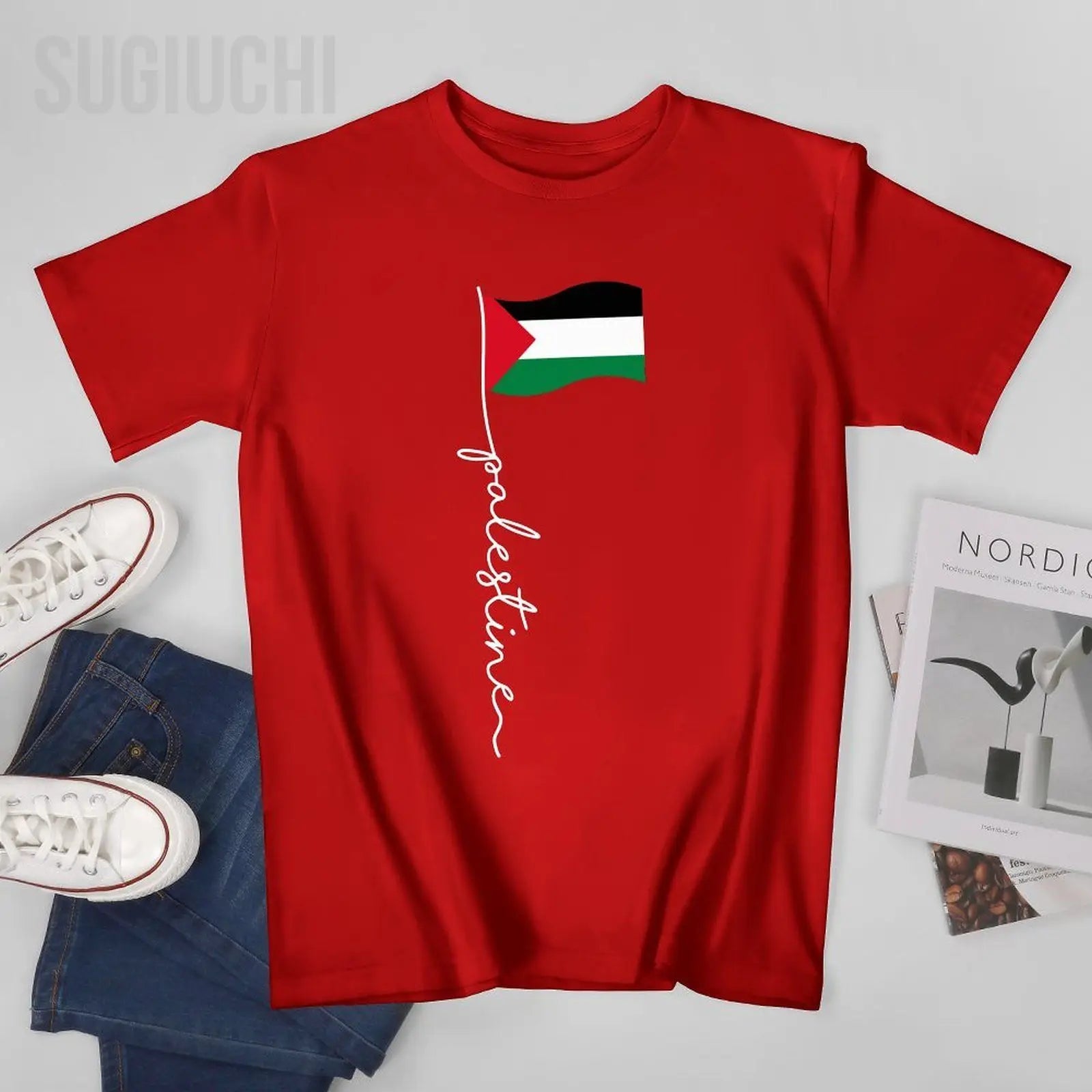 Palästina Flaggen T-Shirt – Unisex Baumwollshirt mit Print | Kurzarm Rundhals
