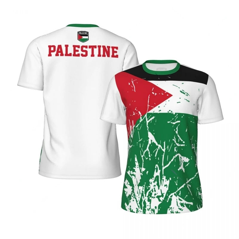 Palästina Fußball T-Shirt mit Flaggenmotiv – Atmungsaktives Unisex 3D-Print Jersey