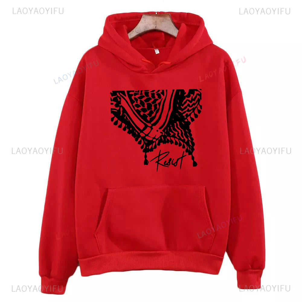 Palästina Hoodie mit Kufiya-Motiv – Warmer Unisex Kapuzenpullover für Damen & Herren