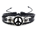 Vintage Peace Symbol Lederarmband – Armband mit großem Peace-Zeichen für Damen & Herren