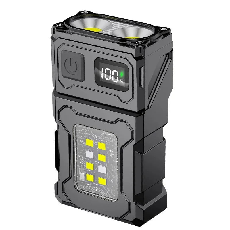 Mini LED Taschenlampe USB-C wiederaufladbar – COB Arbeitsleuchte mit Magnet & Powerbank-Funktion – Für Camping, Wandern & Notfälle