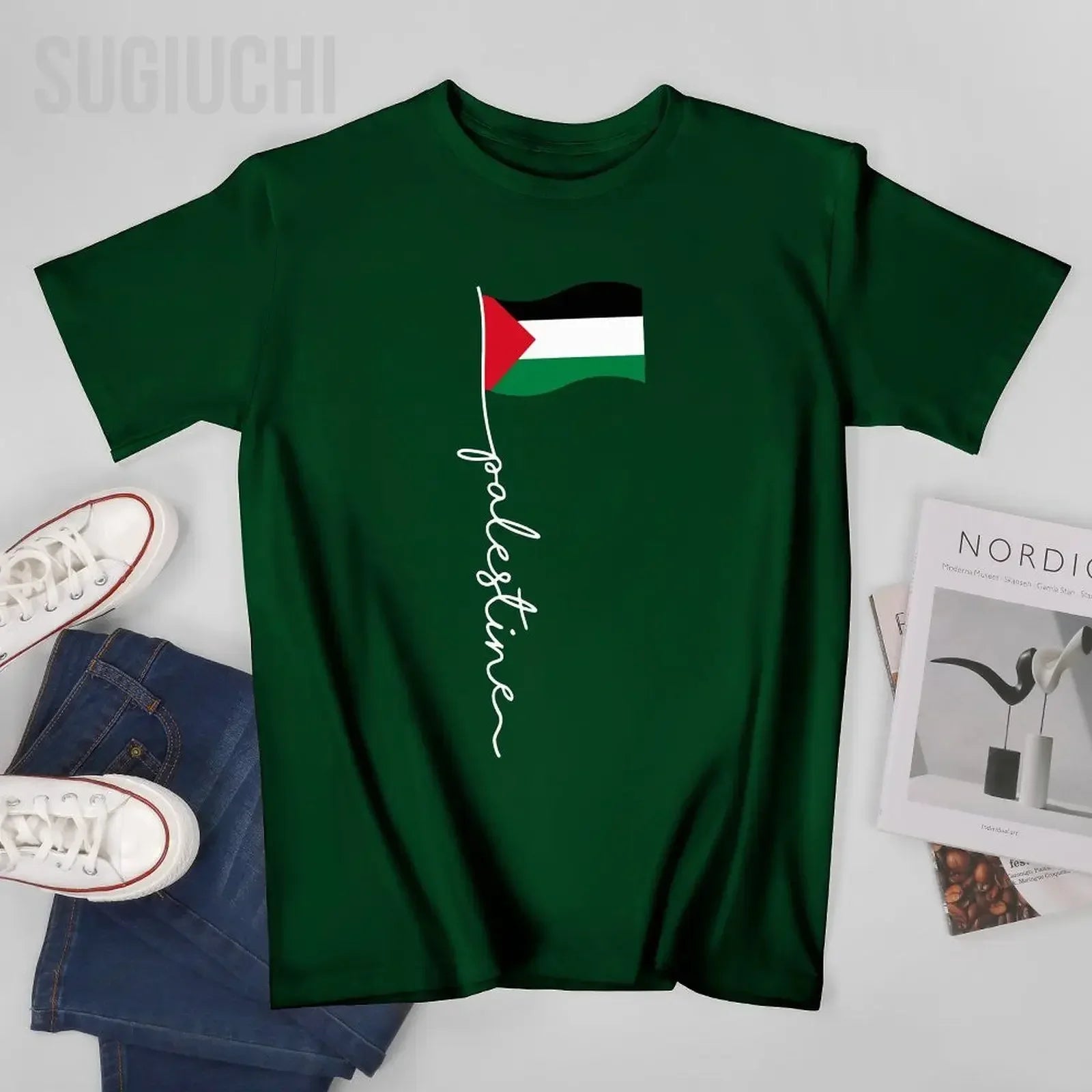 Palästina Flaggen T-Shirt – Unisex Baumwollshirt mit Print | Kurzarm Rundhals