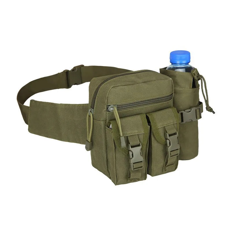 Taktische Gürteltasche mit Flaschenhalter – 6L Outdoor Hüfttasche aus 800D Oxford – Für Wandern, Camping & Trekking