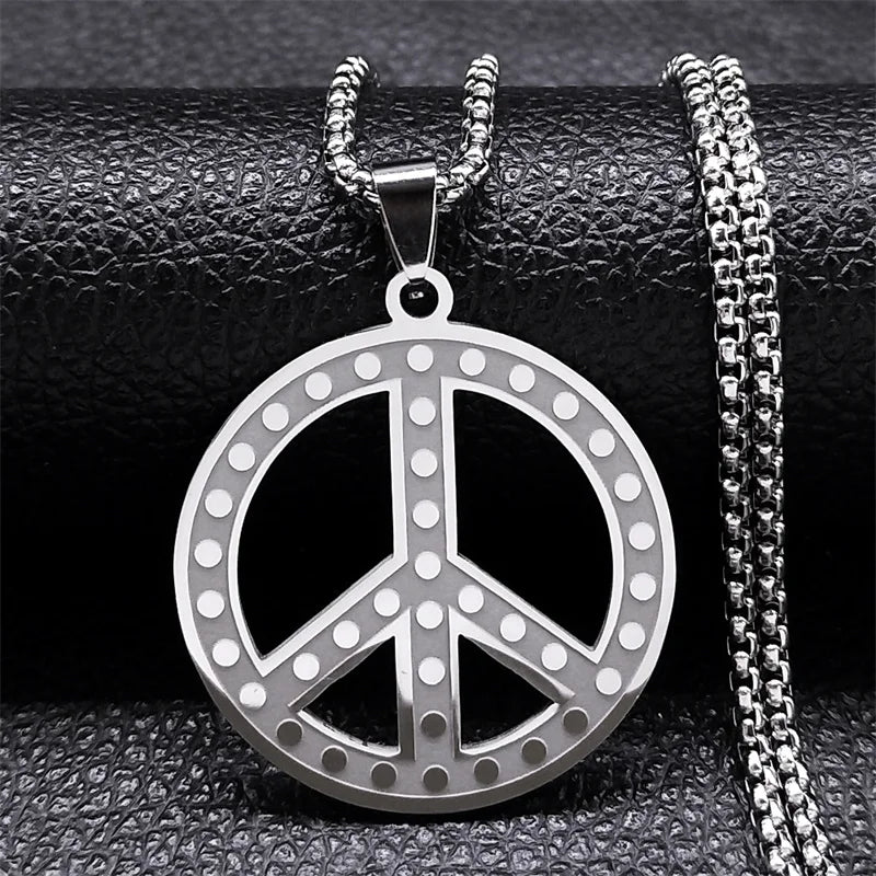 Peace Symbol Halskette aus Edelstahl – Silberfarbene Kette mit Peace-Anhänger für Damen & Herren